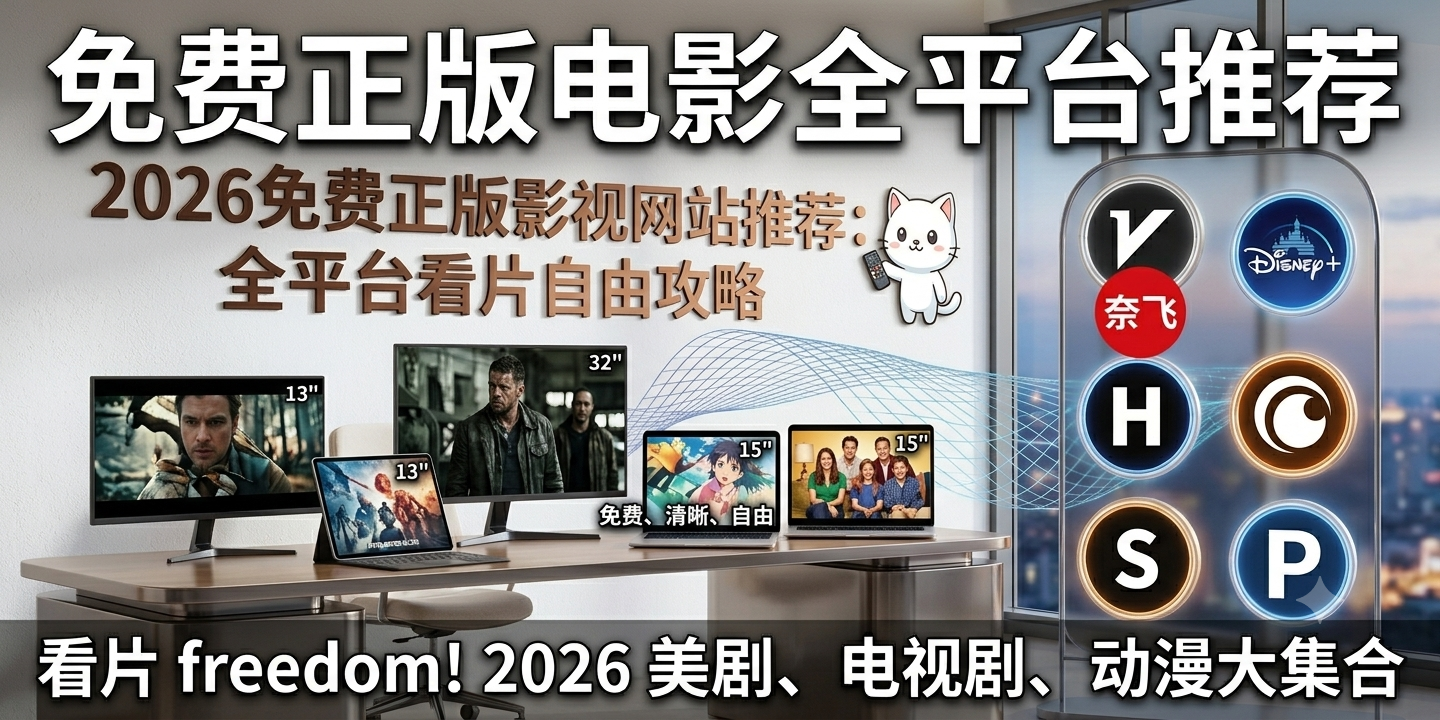 免费正版电影，看片自由！2026美剧、电视剧、动漫、奈飞等影视网站推荐