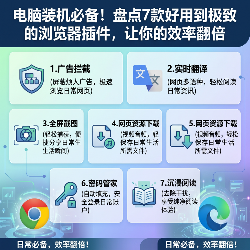 电脑装机必备！盘点7款让Chrome与Edge效率狂飙的神器插件！